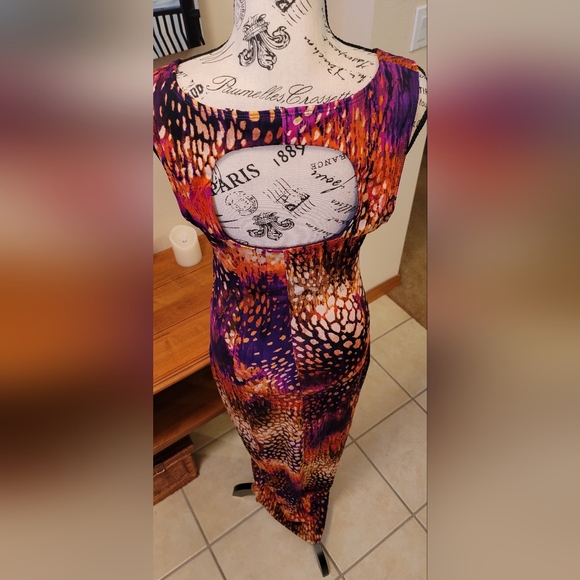 RUBY ROX || Slinky Vibrant Print Dress - Women's Size L - Picture 9 of 16